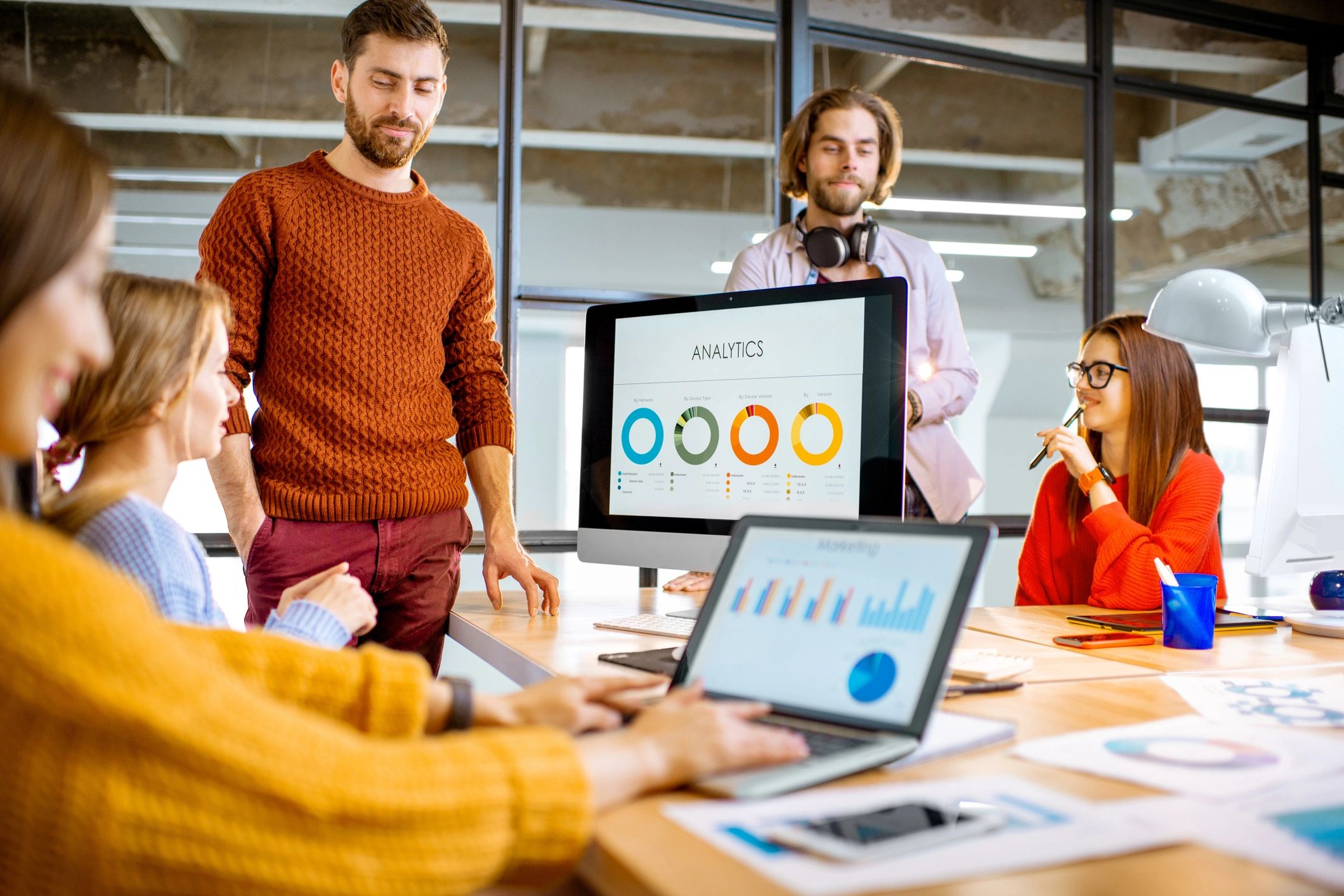 modern market research team analytics office