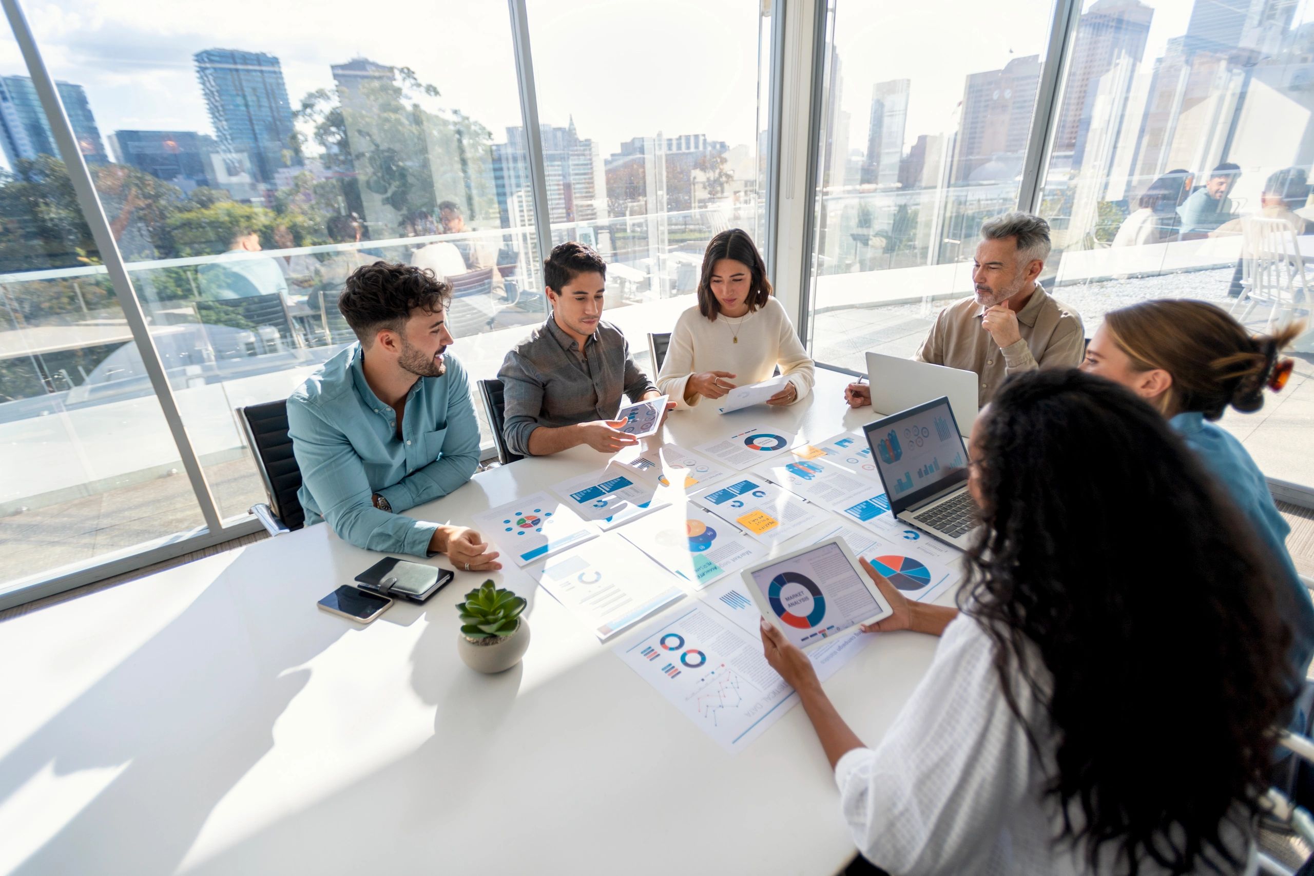 market research analytics team modern office